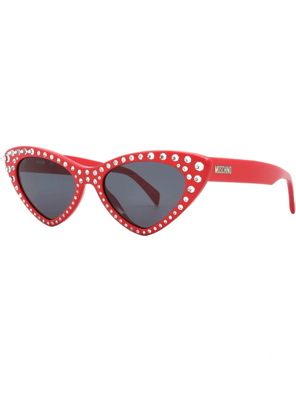 NEW MOSCHINO RED CRYSTAL EMBELLISHED CAT-EYE SUNGLASSES